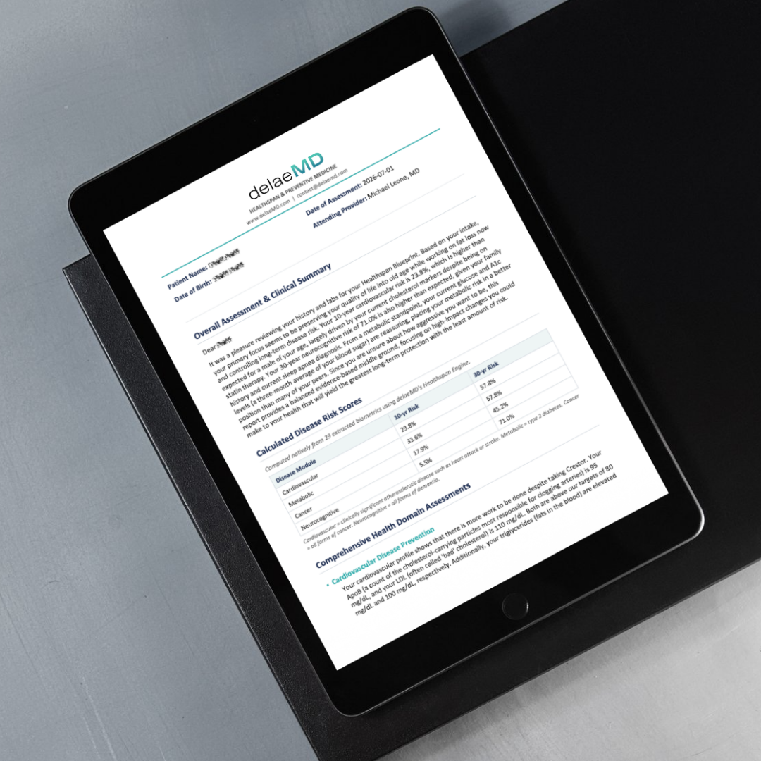 delaeMD Overall Assessment & Clinical Summary report on a tablet