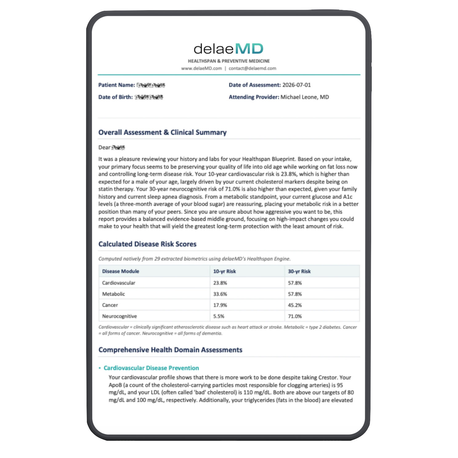 Blueprint report preview on a tablet